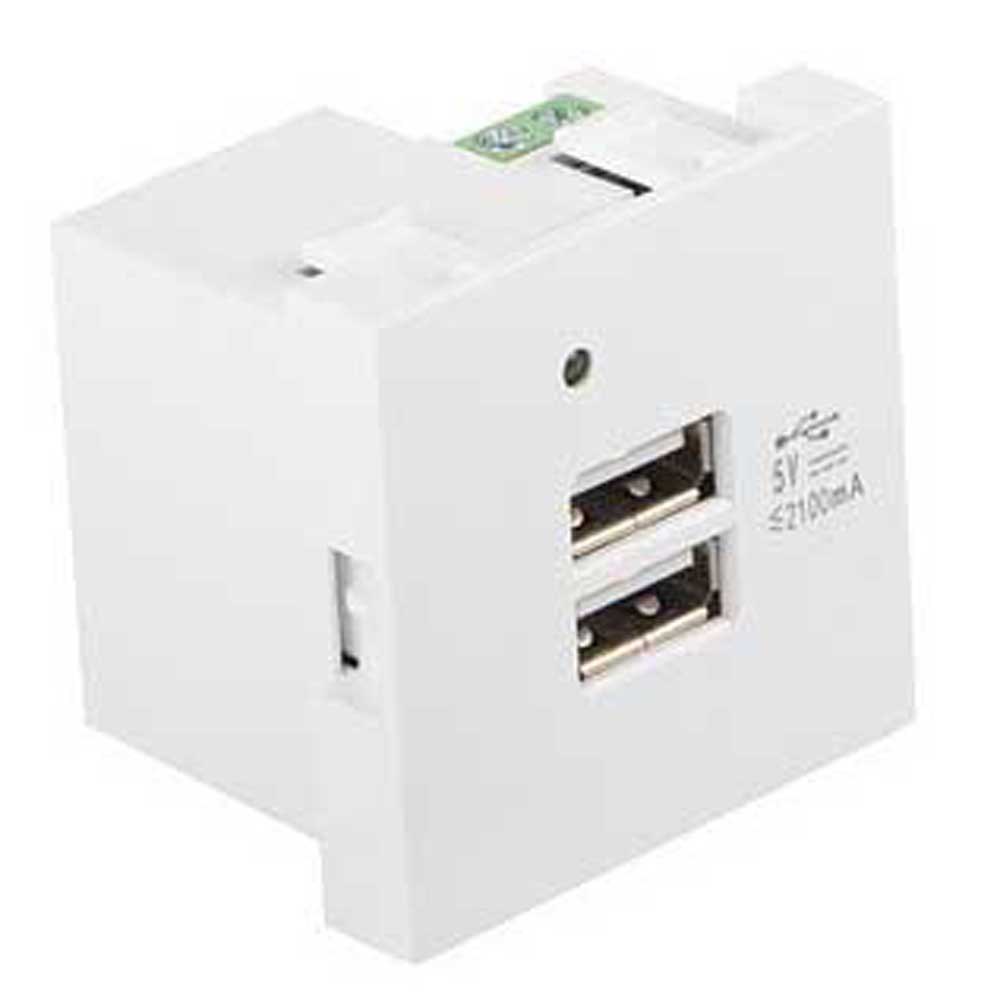 Lanberg AC-4545-2XUSB2.1-W USB-A 壁挂式花环 2 插座