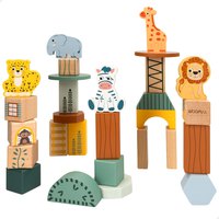 Woomax Wooden Zookbee Animals Of The Jungle 28 Pieces Construction Game