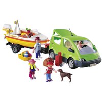 Playmobil Voiture Familiale Avec Bateau Jeu De Construction Con