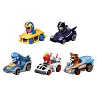 Hot wheels Set Of Five Metallic Cars With Marvel Characters As Pilots